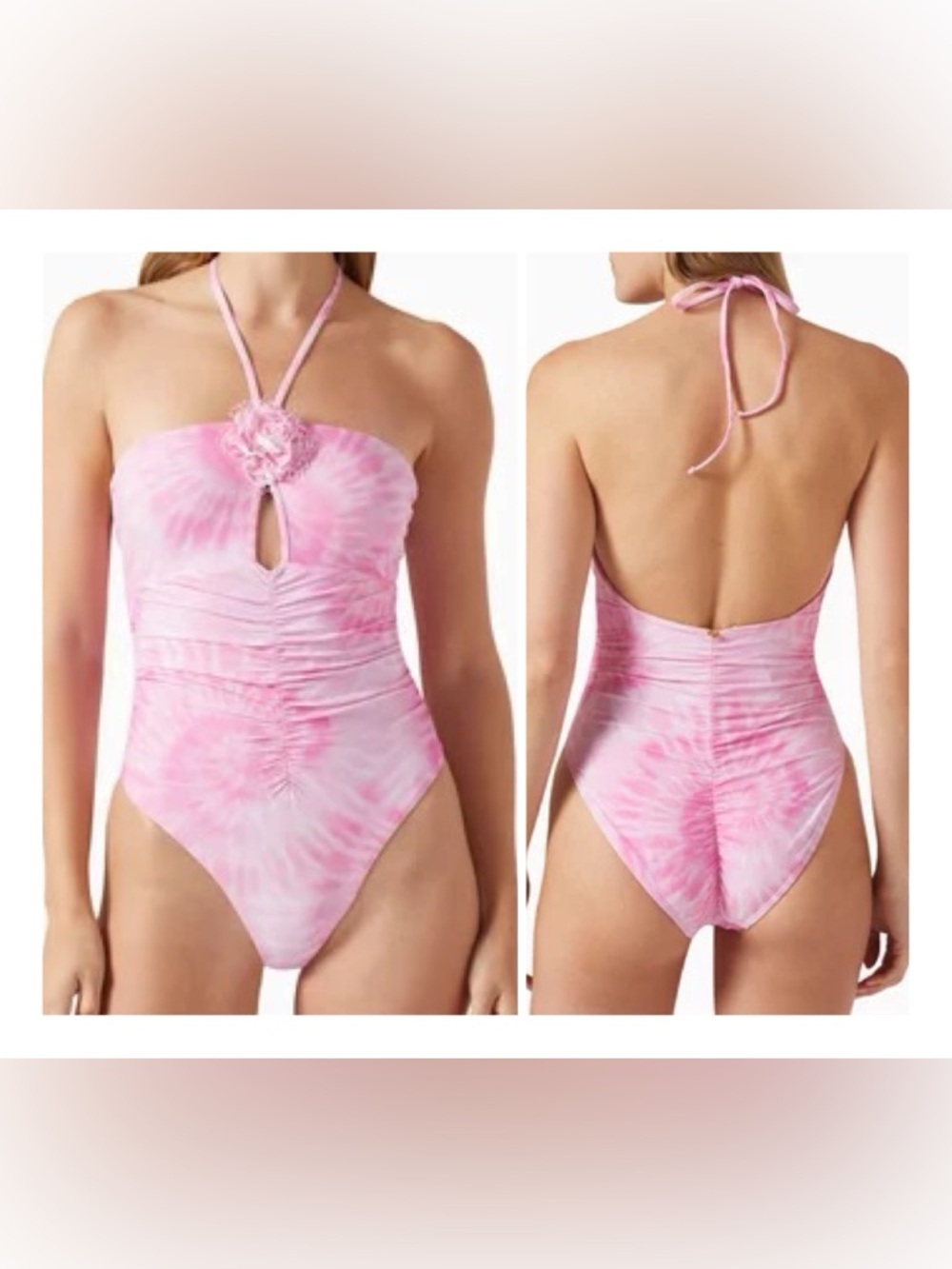 PQ Swim Pink Tie-Dye One-Piece Swimsuit with Rosette